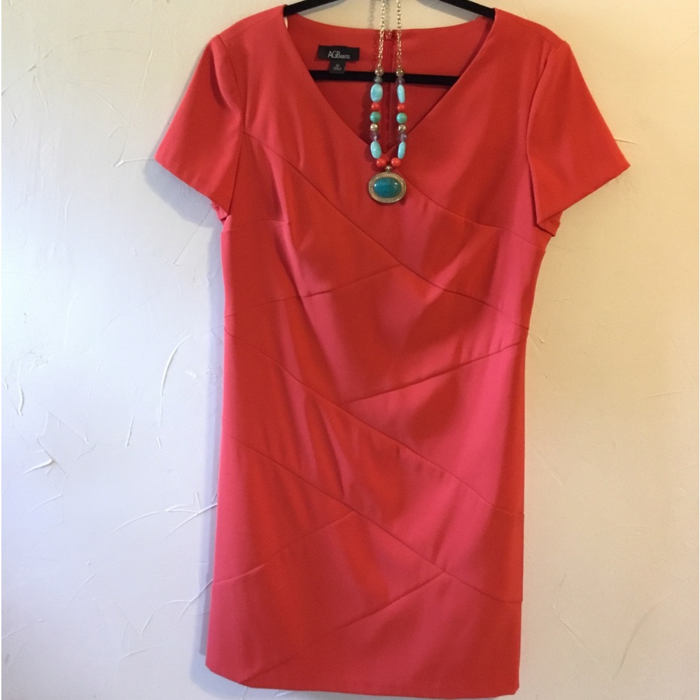 AGB Orange Sheath Short Sleeved Dress